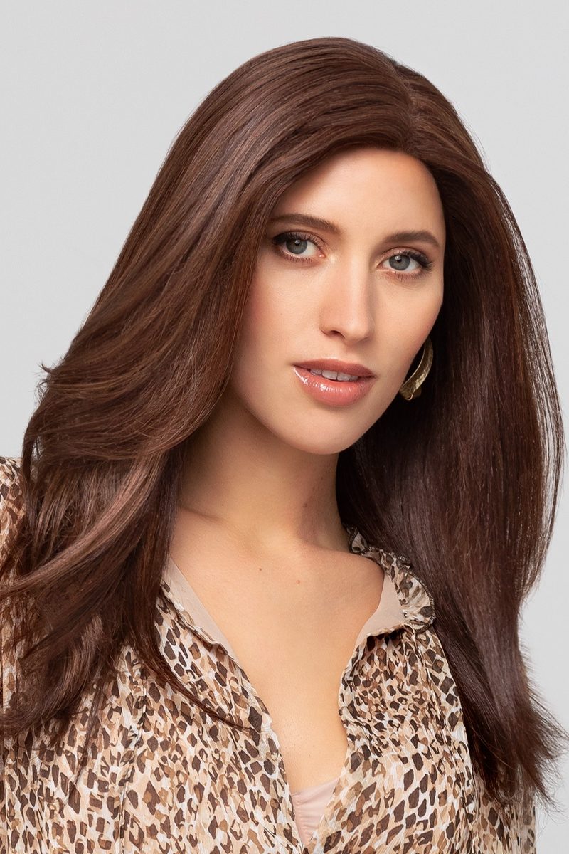 a woman with long brown hair